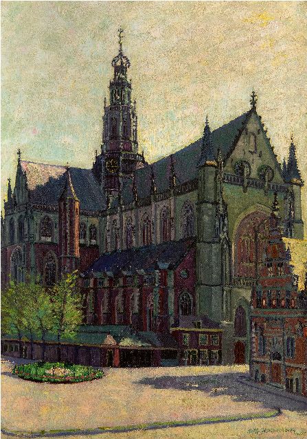 Wim Schuhmacher | The Grote or St. Bavochurch in Haarlem, oil on canvas, 82.5 x 57.4 cm, signed l.r. and dated 1915