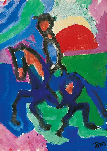 Benner G.  | Horseman, gouache on paper 70.0 x 50.0 cm, signed l.r. and on the reverse and dated circa 1957