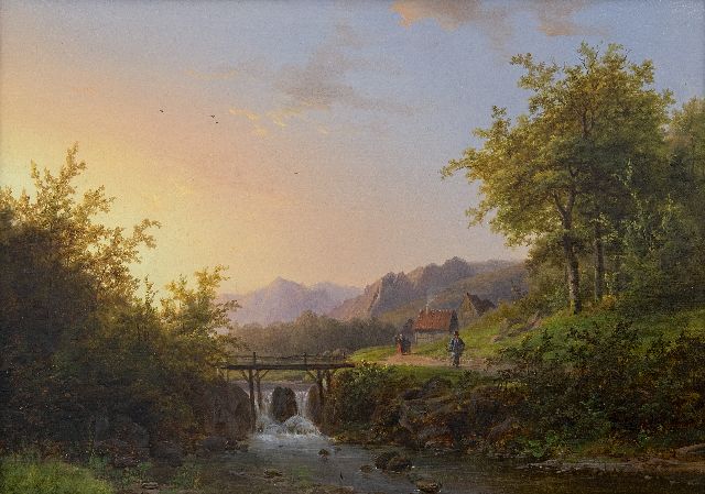 Klombeck J.B.  | Summer landscape with a stream, oil on panel 29.7 x 41.1 cm, signed l.r. and dated 1847