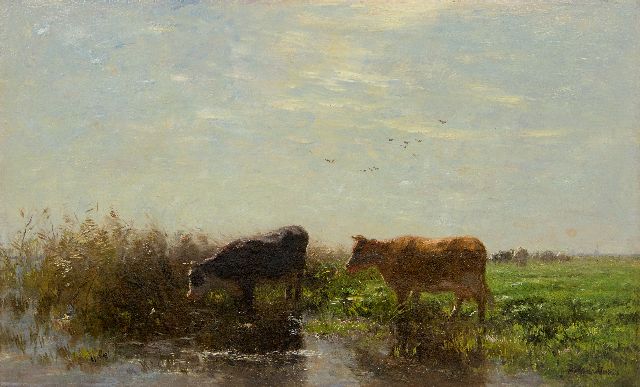 Maris W.  | Two cows in a Dutch landscape, oil on canvas 53.6 x 78.5 cm, signed l.r.