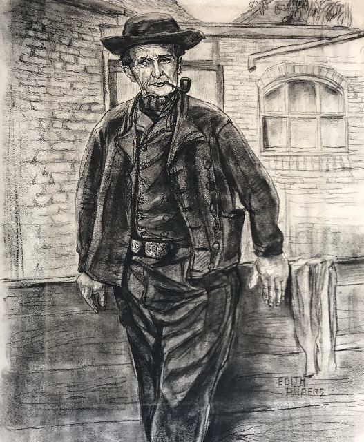 Pijpers E.E.  | Portrait of a farmer, charcoal on paper 60.2 x 49.9 cm, signed l.r.