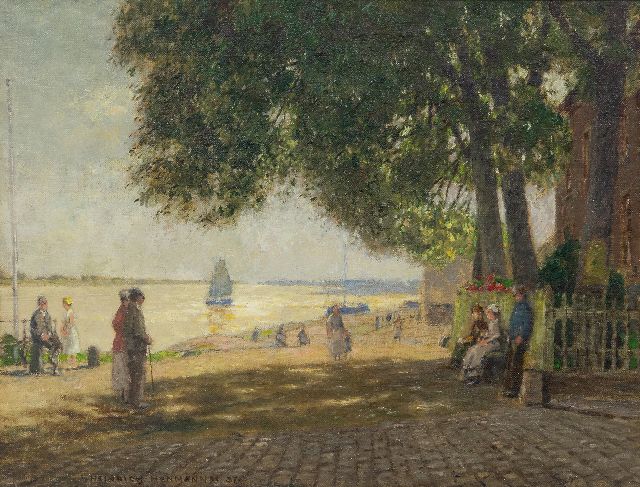 Heinrich Hermanns | At the 'krantor' in Rees on the river Rhine, oil on canvas, 35.4 x 46.3 cm, signed l.l. and dated '37