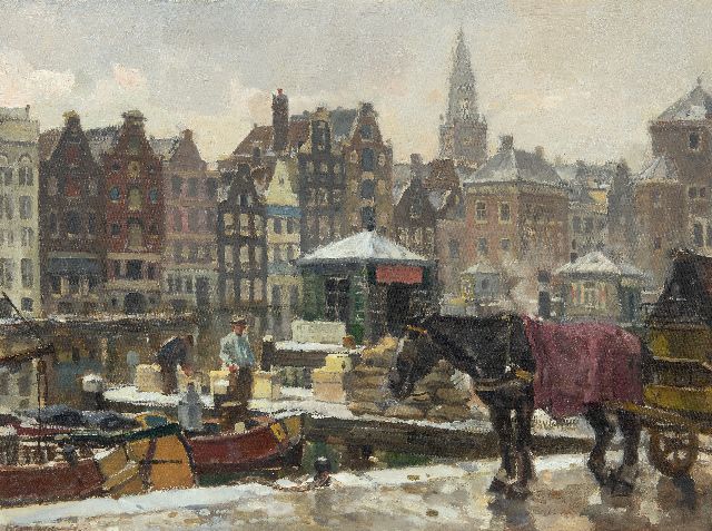 Frans Langeveld | The Damrak in Amsterdam, oil on canvas, 61.0 x 81.2 cm, signed l.l.