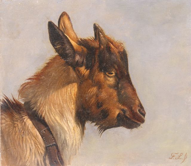 Frans Lebret | Head of a young goat, oil on paper laid down on panel, 24.5 x 28.1 cm, signed l.r. with initials and without frame