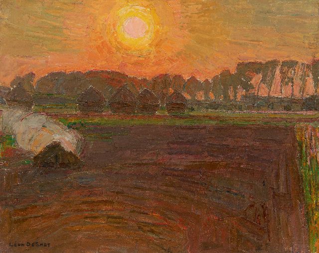 Smet L. de | Landscape at sunset, oil on canvas 48.5 x 60.7 cm, signed l.l.