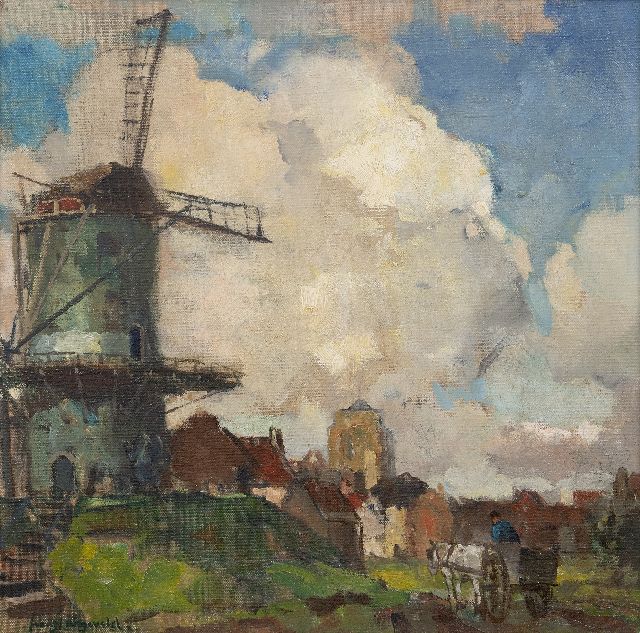 Frans Langeveld | A view of Zierikzee with the 'Dikke Toren', oil on canvas, 40.1 x 40.1 cm, signed l.l.