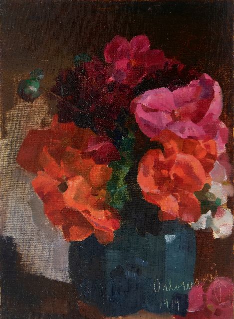 Hans Otto Orlowsky | Flower still life, oil on canvas on board, laid down on panel, 49.1 x 36.2 cm, signed l.r. and dated 1914