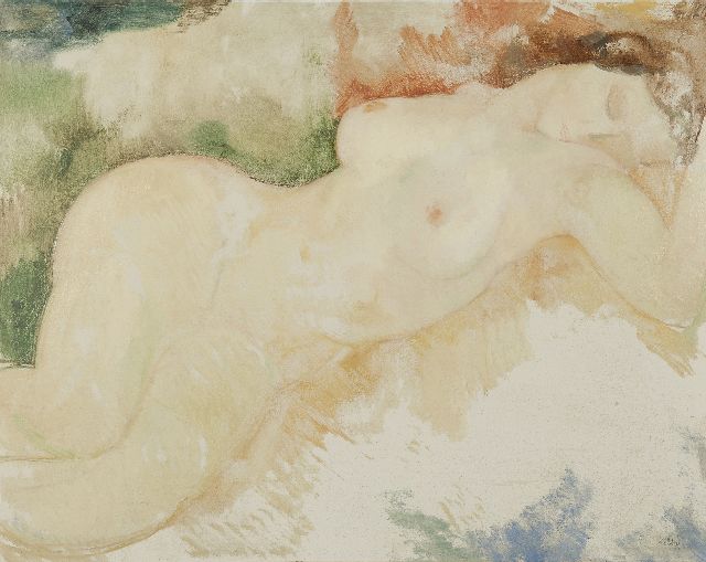 Toon Kelder | Reclining nude, oil on painter's board, 69.4 x 88.1 cm, signed l.r.
