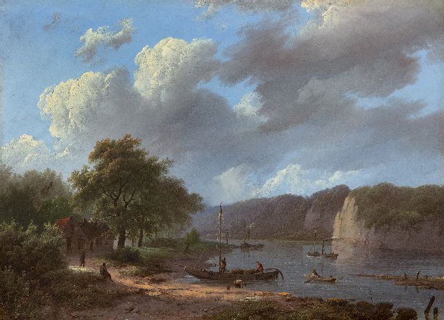 Koekkoek I M.A.  | Rhine landscape, oil on panel 22.1 x 31.1 cm, signed l.c. and dated 1847