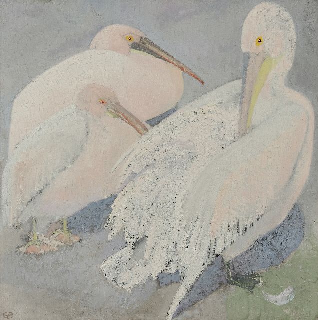 Bruigom M.C.  | Three pelicans, oil on canvas 60.3 x 60.1 cm, signed l.l. with monogramm