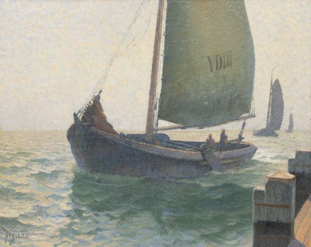 A.P. Schotel | Fishing boat entering the harbour of Volendam, oil on canvas, 80.7 x 100.4 cm, signed l.l.