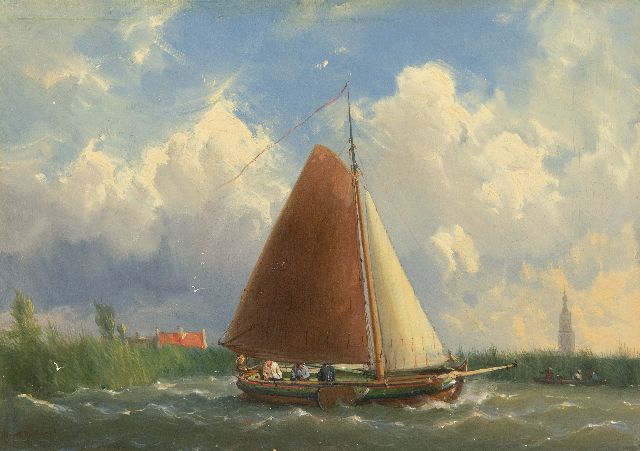 Jan H.B. Koekkoek | Shipping on a Frisian yacht, oil on panel, 23.1 x 32.6 cm, signed l.l. and dated '61