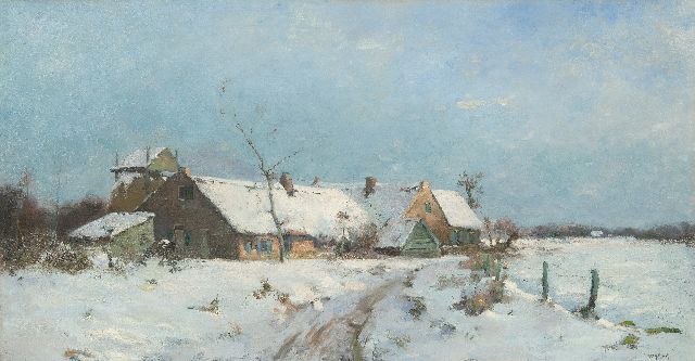 Knip W.A.  | Farmhouse in the snow, oil on canvas 67.3 x 128.2 cm, signed l.r.