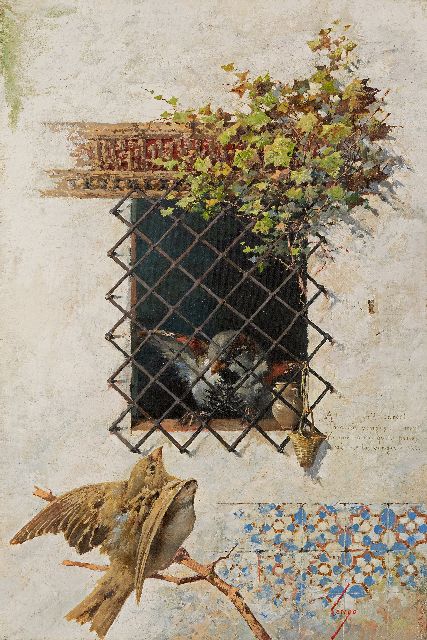 Lengo y Martinez H.  | Behind the fence, oil on canvas 41.4 x 28.3 cm, signed l.r.