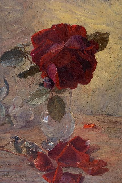 Haverkamp-Machwirth J.G.  | A still life with roses, oil on panel 32.9 x 22.5 cm, signed l.l. and dated '26
