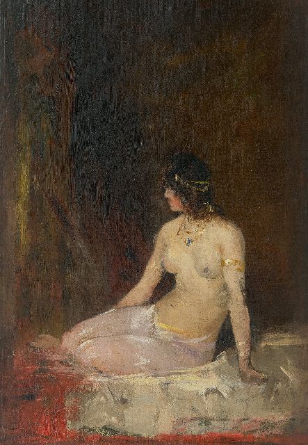 Smith H.  | Seated nude, oil on canvas laid down on panel 50.0 x 35.5 cm