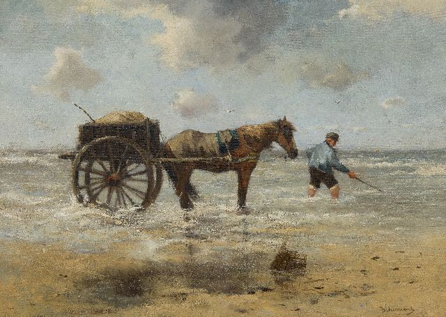 Johan Frederik Cornelis Scherrewitz | Shrimp fisherman, oil on canvas, 60.2 x 85.0 cm, signed l.r.