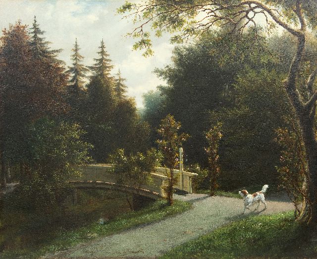 Otto Eerelman | Hunting dog in a park, oil on canvas, 65.5 x 81.0 cm, signed l.l.