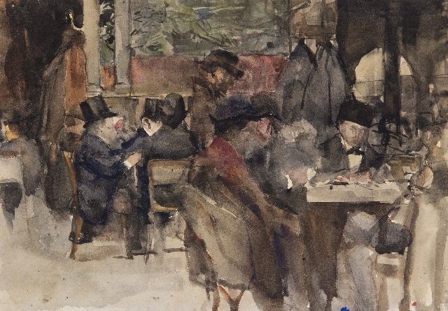 Israels I.L.  | In the café, watercolour on paper 24.6 x 34.9 cm