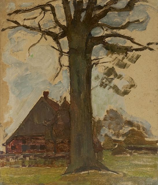 Piet Mondriaan | Farm with tree, oil on board laid down on panel, 75.5 x 64.0 cm, painted circa 1906-1907