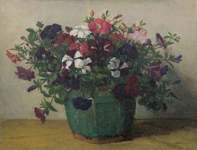 Johannes Evert Akkeringa | Petunias, oil on canvas, 33.8 x 44.0 cm, signed l.r.