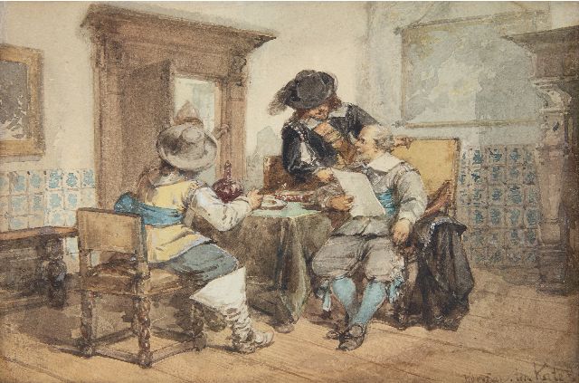 Herman ten Kate | Een belangrijke brief, aquarel op papier, 17,5 x 25,5 cm, gesigneerd r.o.