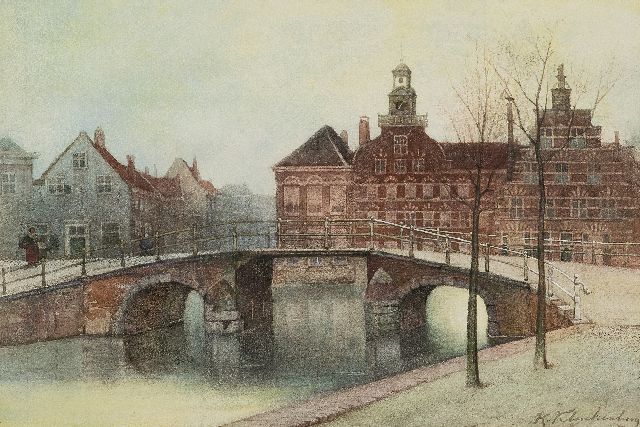 Karel Klinkenberg | The Oude Vrouwen- en Kinderhuis on the Spui in The Hague (The old women- and childrens home), watercolour on paper, 29.1 x 41.7 cm, signed l.r.