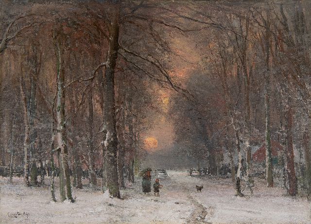 Apol L.F.H.  | Winter landscape with wood gatherers, oil on canvas 50.6 x 71.0 cm, signed l.l.