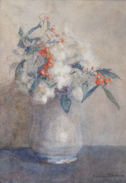 Bogman H.C.C.  | Flowering branches in a vase, watercolour on paper 49.3 x 34.6 cm, signed l.r.