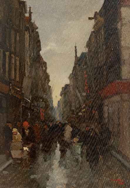 Noltee B.C.  | Crowdy shopping street, oil on canvas 50.3 x 35.2 cm, signed l.r.