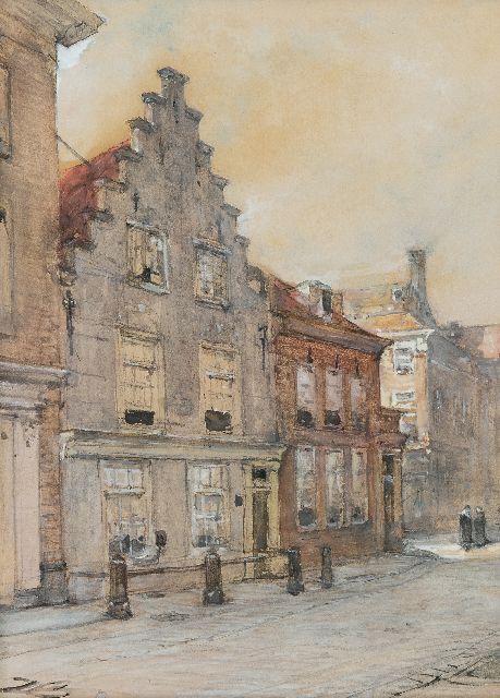 Bosboom J.  | A view of the 'Huis der Samenkomsten van de Doopsgezinden' in The Hague, watercolour on paper 30.9 x 22.7 cm, signed l.l. with initials
