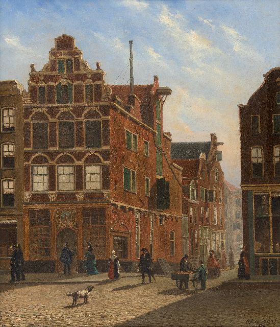 Jongh O.R. de | View in a Dutch town, oil on canvas 54.0 x 44.0 cm, signed l.r. and dated 1876