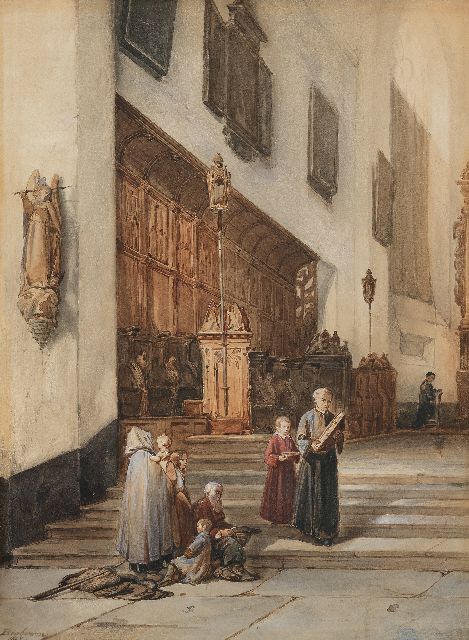Bosboom J.  | The choir of St. Martin's in Emmerich, watercolour on paper 55.6 x 41.0 cm, signed l.l. and dated 1859