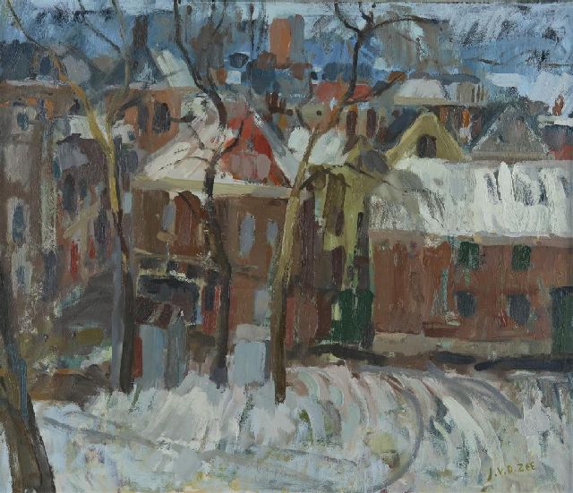 Zee J. van der | A view of snowy Groningen, oil on canvas 59.8 x 70.1 cm, signed l.r.