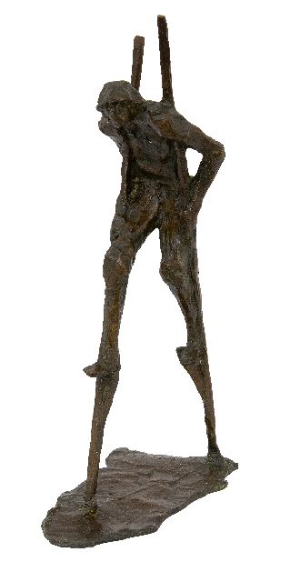 Bakker W.F.  | Stilt walker, bronze 32.0 x 8.0 cm, signed on the base