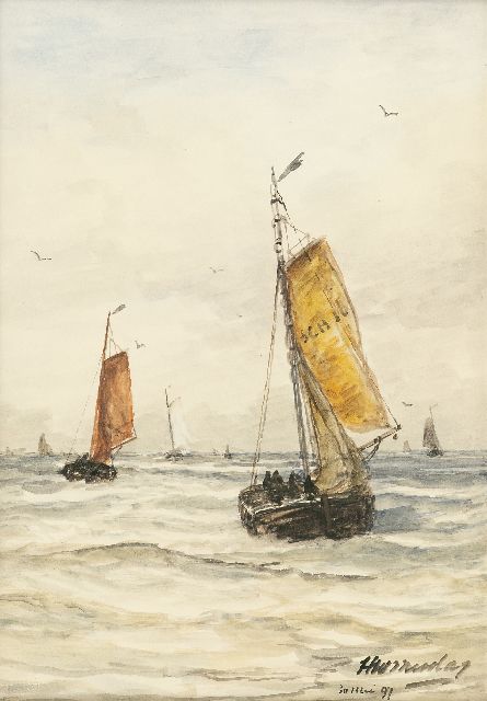 Mesdag H.W.  | After the storm at Scheveningen, watercolour and gouache on paper 36.6 x 26.7 cm, signed l.r. and dated 30 Mei 97