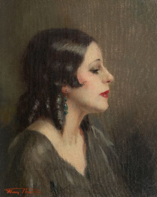 Thomas H.J.  | Portrait of a woman, in profile, oil on canvas 50.3 x 40.4 cm, signed l.l.