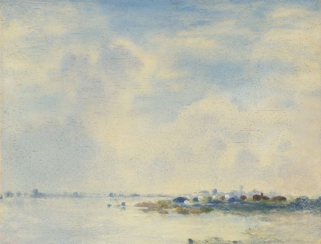 Voerman sr. J.  | Early morning at the river IJssel, oil on panel 31.1 x 41.0 cm