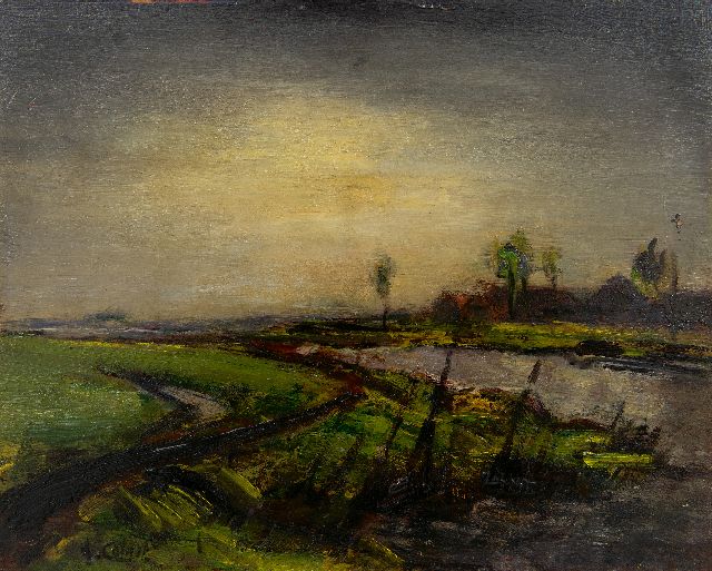 Arnout Colnot | Polderlandschap, olieverf op paneel, 24,5 x 30,1 cm, gesigneerd l.o.