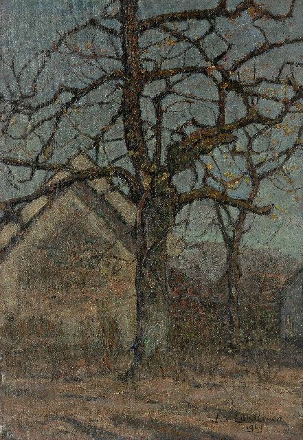Zandleven J.A.  | Tree, oil on canvas laid down on board 50.5 x 35.5 cm, signed l.r. and dated 1909