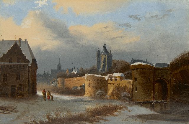 Zant A.A.C. van 't | View of a fortified town, oil on panel 16.7 x 24.8 cm, signed l.r.