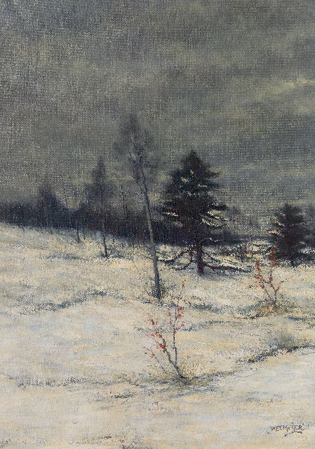 Meijers P.  | Snowy landscape, oil on canvas 70.3 x 50.0 cm, signed l.r.