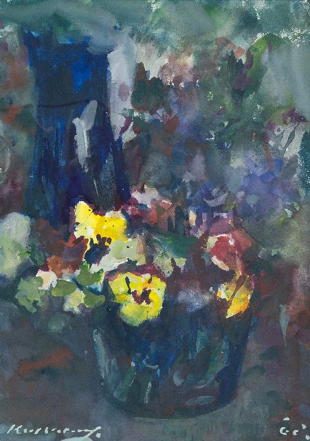 Kees Verwey | Violets in a jar, watercolour on paper, 32.1 x 23.1 cm, signed l.l. and painted ca. '68