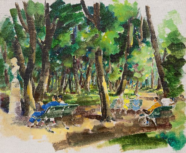 Kruizinga D.  | A summer day in the parc, oil on canvas 50.3 x 60.3 cm