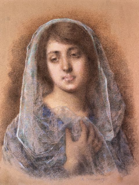 Harlamoff A.A.  | Portret van een vrouw, pastel op papier 58,5 x 43,5 cm, gesigneerd r.o.