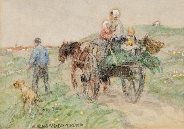 Zoetelief Tromp J.  | Heading home through the dunes, watercolour on paper 14.3 x 19.7 cm, signed l.l.