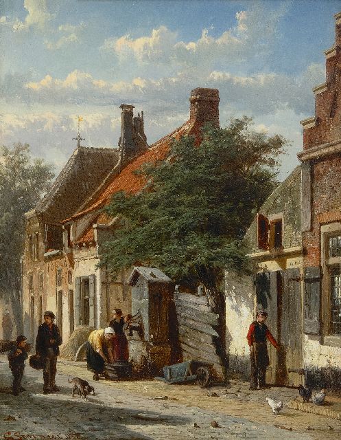 Springer C.  | The Walstraatje in Harderwijk, oil on panel 25.2 x 19.8 cm, signed l.l. and on a label on the reverse and recto and on the reverse dated 1862