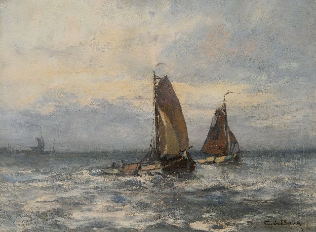 Bruin C. de | Fishing ships off Harderwijk, oil on canvas 30.4 x 40.4 cm, signed l.r. and without frame
