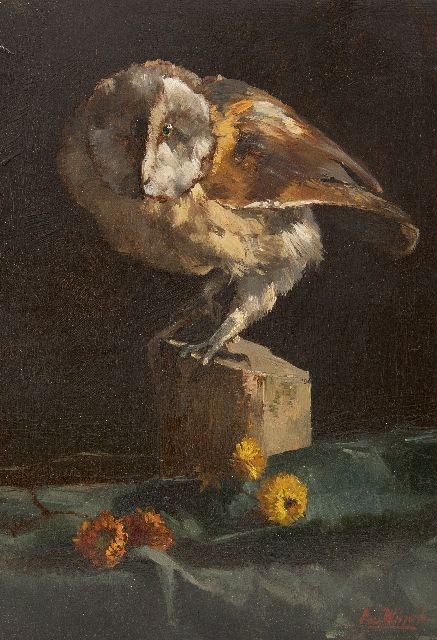 Chris van der Windt | Barn owl, oil on panel, 38.1 x 25.8 cm, signed l.r. and without frame