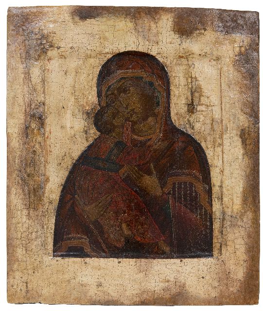 Ikoon   | Ikoon: Moeder Gods van Vladimir, hout 31,3 x 26,7 cm, 17e eeuw